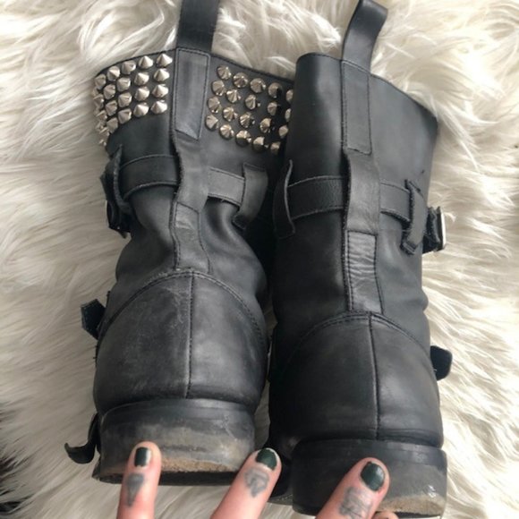 Jeffrey Campbell spiked buckle boots 8 AGF Goth - Picture 5 of 8